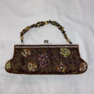 Vintage Handled Purse Handbag Victorian Style Genuine Black Onyx Carnelian